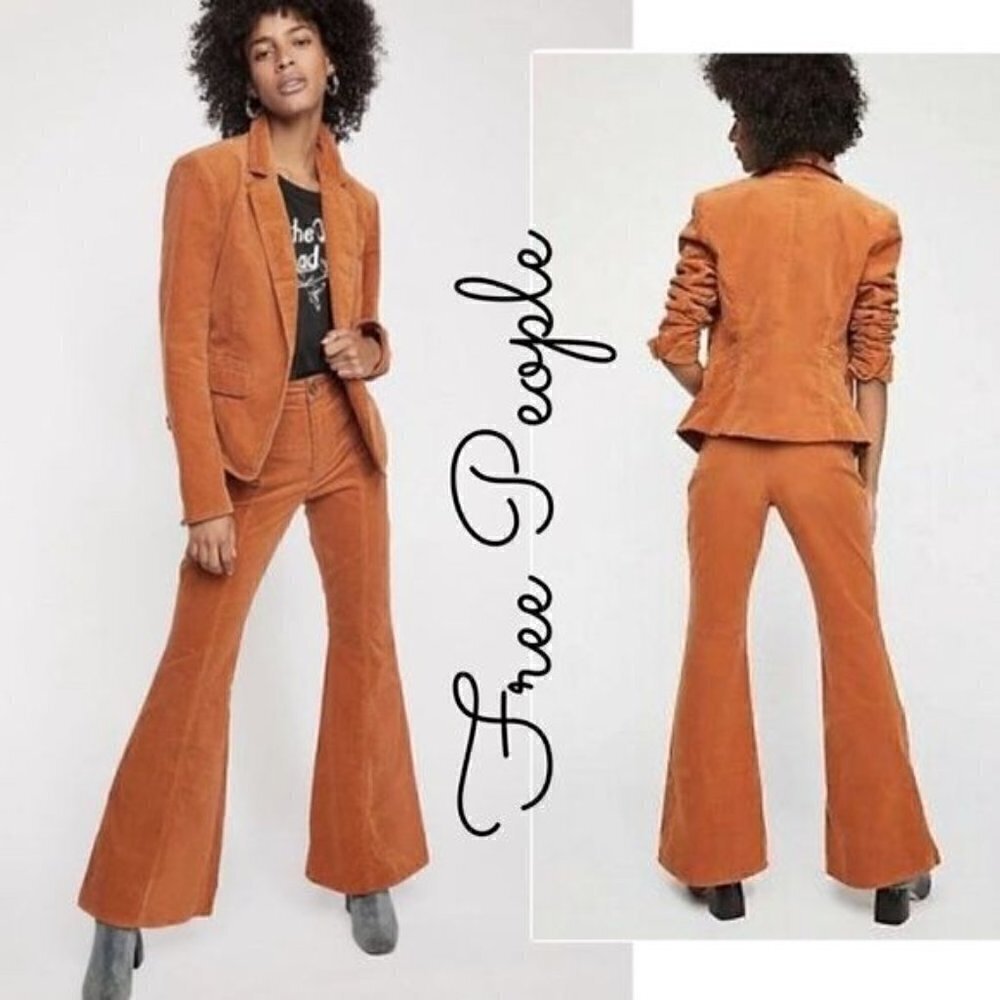 Free People Heidi Brown Corduroy Button Front Blazer 4